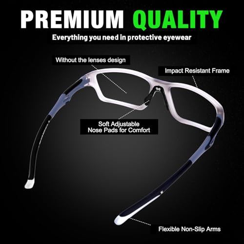 Lensless Pickleball Glasses Set - Gray Sport Goggles with Hard Case
