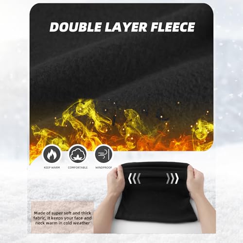 Fleece Balaclava Ski Mask - Windproof Full Face Cover, Black