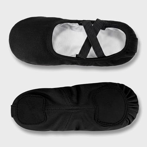 Toddler Ballet Shoes - Stelle Black Canvas Little Kid Slippers (Size 13)