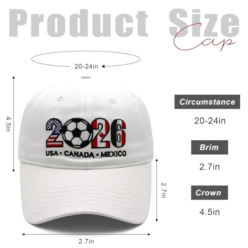 Soccer Hat - White Embroidered Baseball Cap for Fans