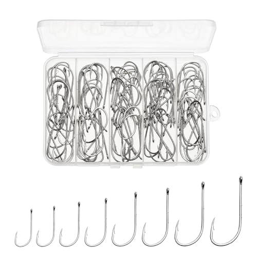 Fishing Hooks 100 Pack - High Carbon Steel Baitholder #1/0