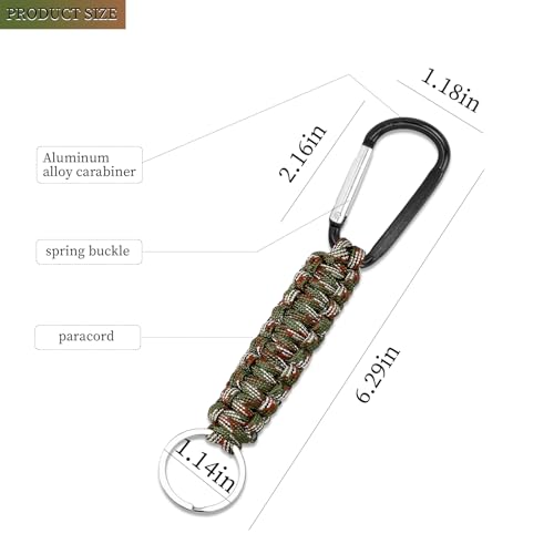 6 Pcs Paracord Keychains with Carabiner - Outdoor Lanyard Set