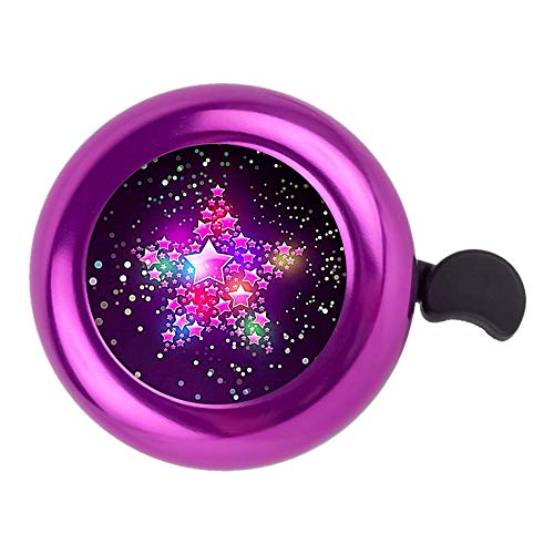 Kids Aluminum Bike Bell - Cute Purple Star Design, Clear Sound