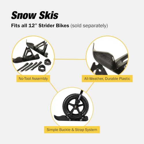 Strider Snow Ski Set for 12" Balance Bikes — Converts to Sled for Ages 1–4