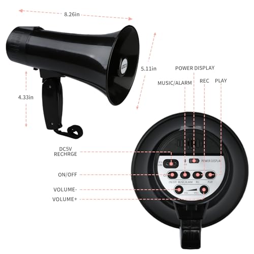 Rechargeable 20W Megaphone Bullhorn with Siren & Recording
