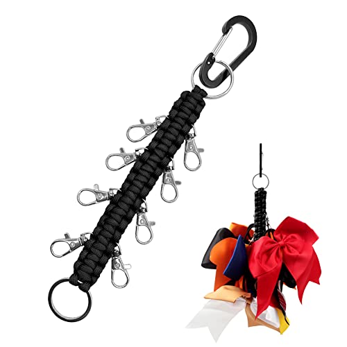 Cheer Bows Holder Keychain - Handmade Paracord - Black