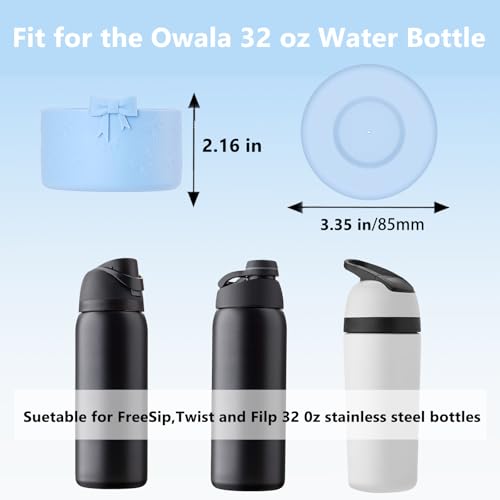 Bow Silicone Boot for Owala 32oz Water Bottle - Blue
