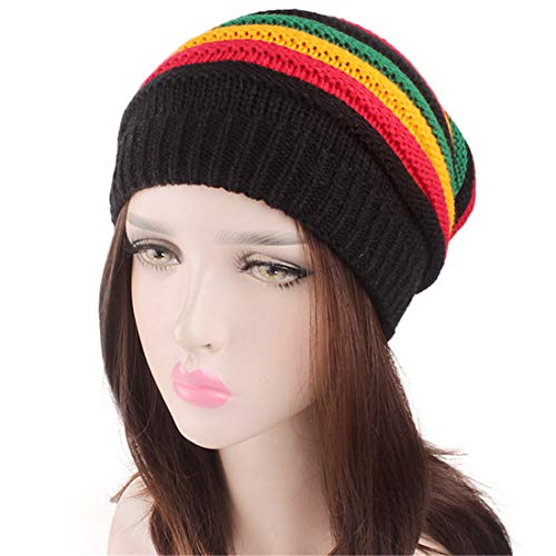 Jamaican Reggae Slouchy Beanie Cap - Multi-Colour One Size