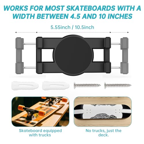 ZIDIHUB Skateboard Wall Mount 360° Rotating Display — 1 Set