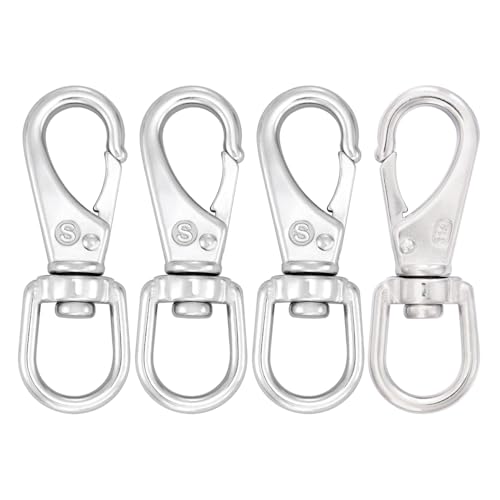 SHONAN 316 Stainless Steel 3.5in Swivel Snap Hooks 4-Pack for Flagpole Rope, Dog Leashes, Boats