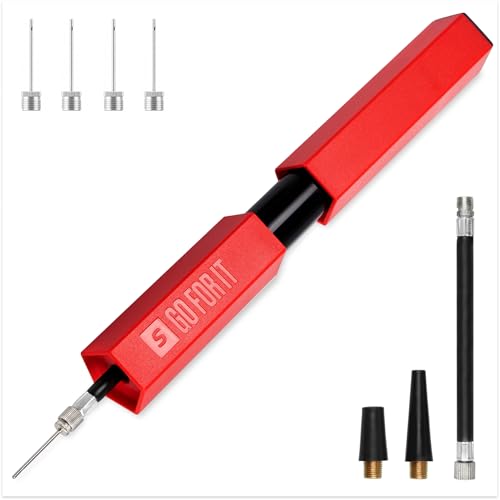 Ball Pump for Sports Balls - Push & Pull System - Full Red