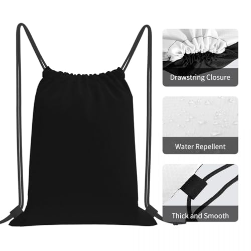 Personalized Drawstring Backpack - Custom Sports Bag - Pure Black