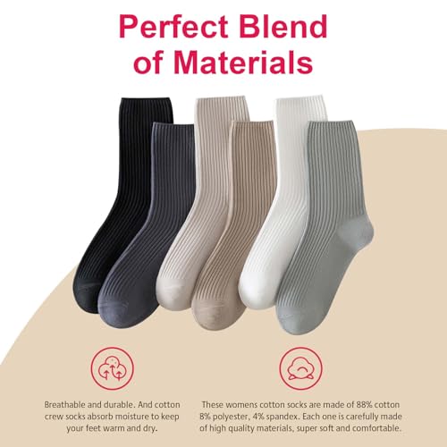 Women's Cute Casual Crew Socks - Cotton Athletic - Black