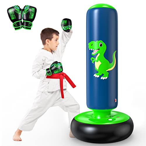 Inflatable Punching Bag - 48 Inch Dinosaur Green Toy for Kids 3-6