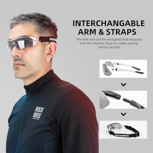 Photochromic Sports Sunglasses for Men - White, UV400 Protection