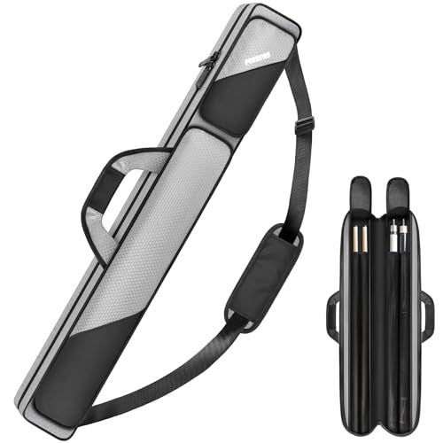 Sturdy Pool Cue Case 2x2 with 2 Pockets - Blizzard Grey/Black