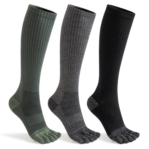 ORVYTHA Merino Wool Compression Toe Socks for Men Women Large Dark 15-20mmHg Hiking