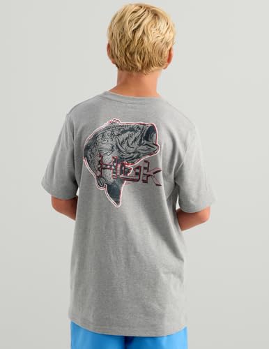 HUK Kids Kc Americana Sharkskin Heather Short Sleeve Performance T-Shirt - Medium