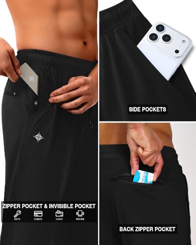 Alimens & Gentle Mens 3X-Large Black Lightweight Joggers with Pockets