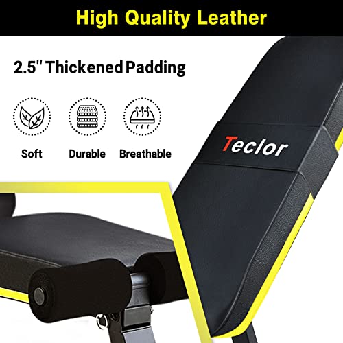 Adjustable Weight Bench - Foldable Home Gym Equipment, 700LB Capacity - Yellow/Black