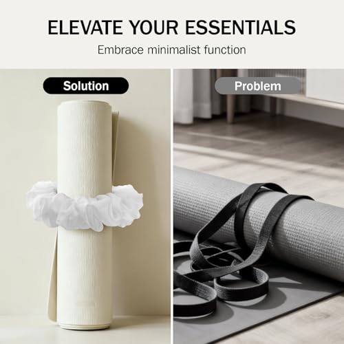 Yoga Mat Scrunchie Holder - Stretchable Velvet Fabric - White