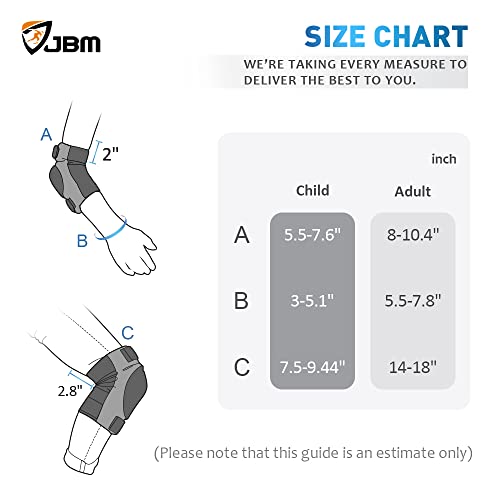 Knee Pads, Elbow Pads & Wrist Guards Set - Large (12+ Years) - Black