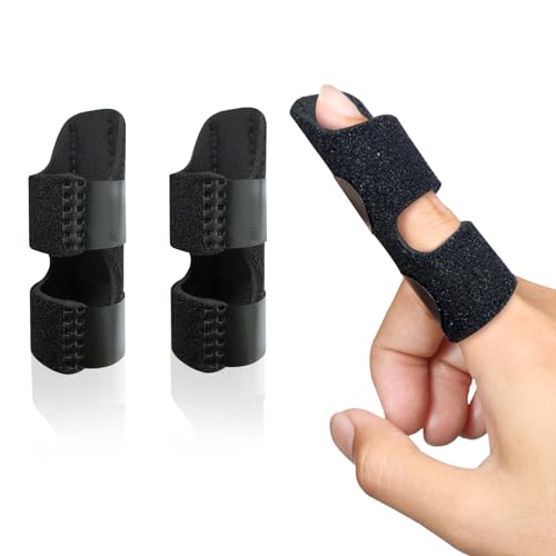 Universal Finger Splint Brace for Trigger Finger & Sprain Relief - 2 Pack Black