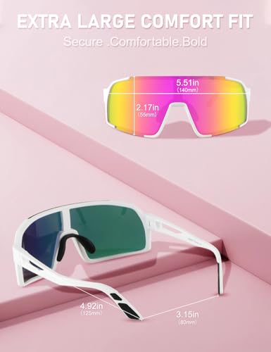 UV400 Cycling Sunglasses - Lightweight, Windproof, White Pink