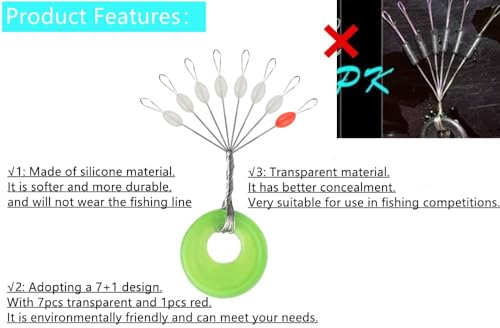 200Pcs Soft Silicone Fishing Bobber Stopper - Transparent Oval M