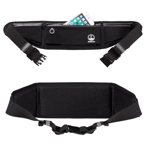 Slim Running Belt Fanny Pack - Water Resistant Phone Holder - Black