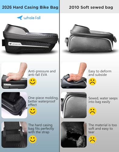 Waterproof Bike Frame Bag with TPU Touchscreen - Black