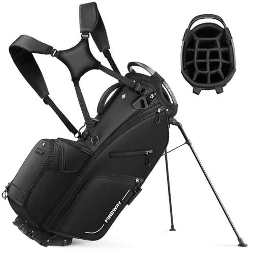 Lightweight 14-Way Golf Stand Bag with Dual Straps - Black