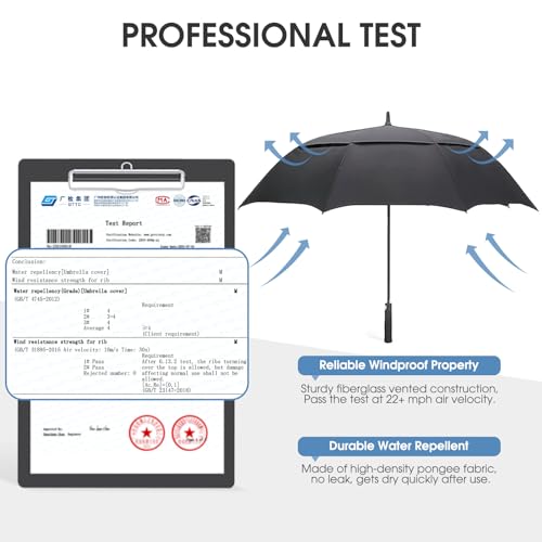 Windproof Golf Umbrella - Auto Open, Extra Large Canopy, Waterproof