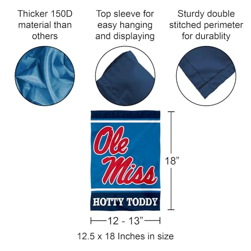Ole Miss Garden Flag Double-Sided 12.5 x 18 in - Hotty Toddy NCAA