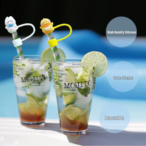Cute Animal Silicone Straw Covers - 6Pcs 10mm for Stanley Cup