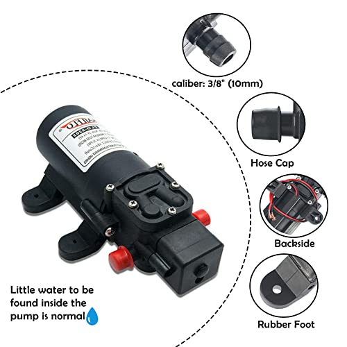 12V RV Water Pump 1GPM 35PSI Diaphragm Self-Priming Quiet