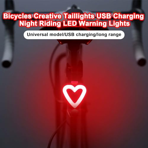 USB Rechargeable Heart-Shaped Bike Tail Light - 5 Modes Waterproof