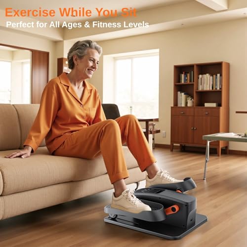 Under Desk Elliptical Exercise Machine - Portable Leg Pedaler with 12 Speeds & Remote