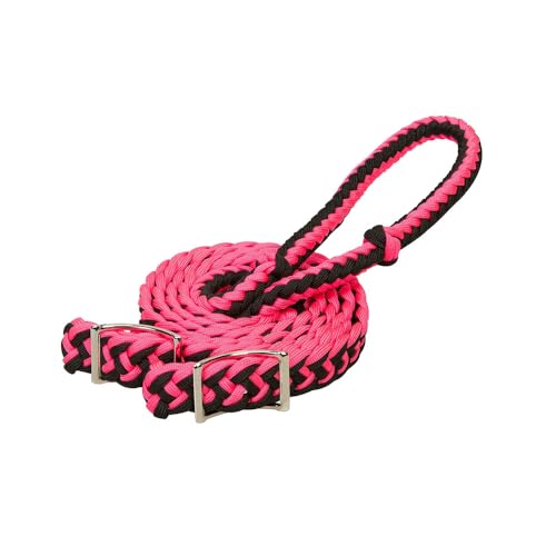 Weaver Equine Braided Nylon Barrel Reins 8' Pink/Black Horse Tack