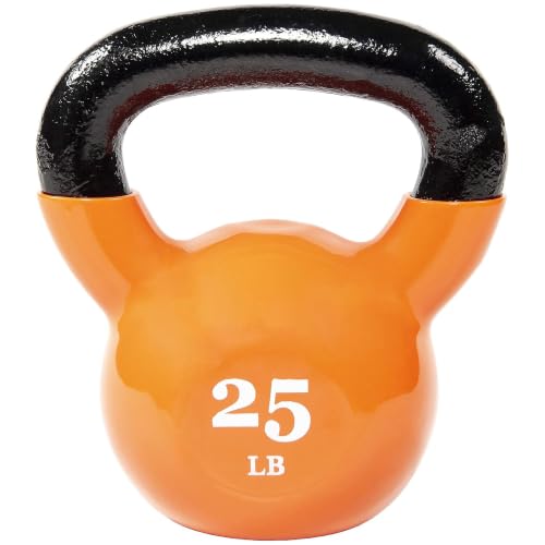 Fitvids 25lb Cast Iron Kettlebell for Strength Training Home Gym Equipment