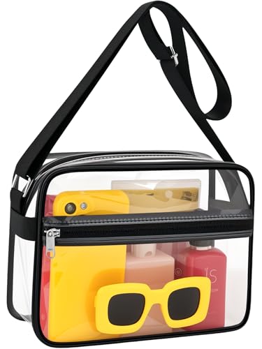 Clear Purse for Stadium Events - Small Messenger Bag - Black