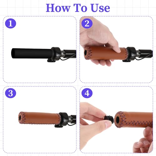 Comfort Bicycle Handlebar Grips - Brown Synthetic Leather