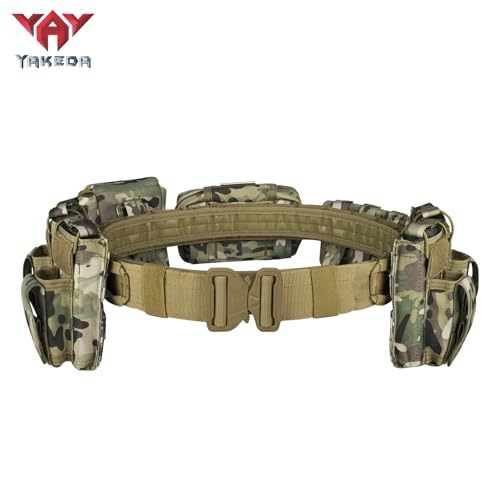 YAKEDA Cp Tactical Battle Belt Set with Pouches - Quick Release Airsoft Duty Belt for Men