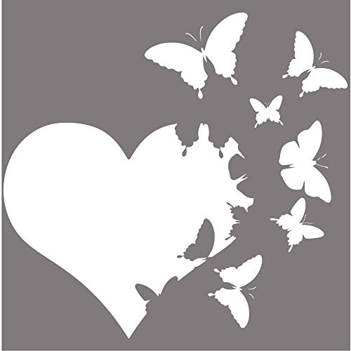Heart with Butterflies Vinyl Decal Sticker - 6 Inch White