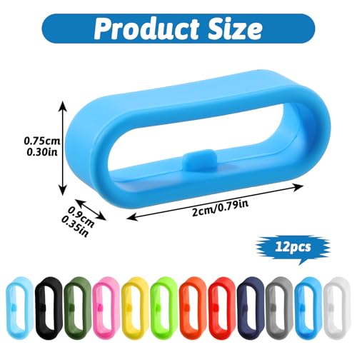 Silicone Watch Band Fastener Rings - 12 Pack Multicolor Loop Keeper, Medium