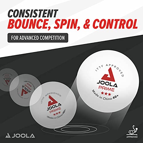 JOOLA Prime 3-Star White Table Tennis Balls - Pack of 6, Official ITTF Tournament Quality