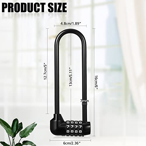 Shimeyao 4 Pieces 6 Inch Long Shackle Combination Lock 4 Digit Outdoor Waterproof Padlock with Resettable Code for School Gym Locker, Sports Locker, Fence, Gate, Toolbox, Case Storage, Black
