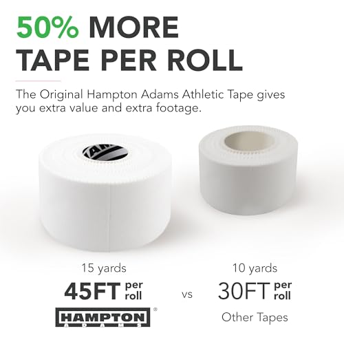 Strong Athletic Tape - 3 Rolls of 100% Cotton, Easy Tear, No Residue