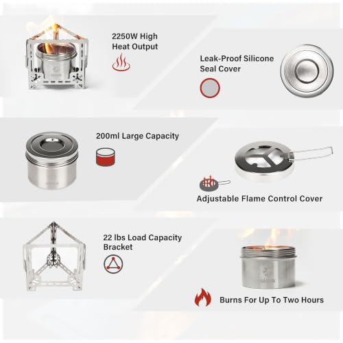 ALOCS 2250W Alcohol Stove Set with Foldable Stand Camping Stove - Portable & Efficient