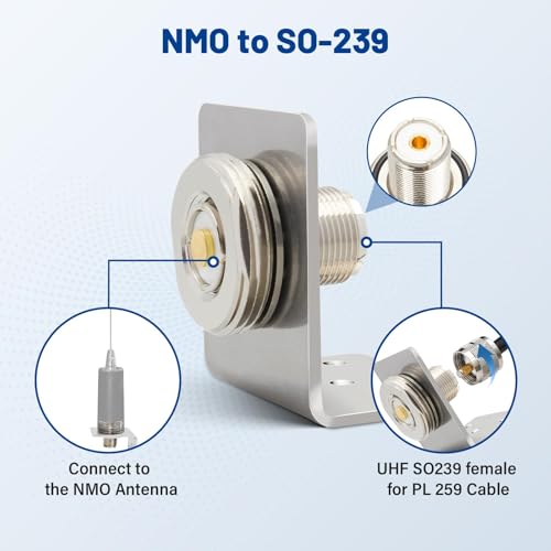 Anina NMO to PL259 Connector with L-Shape Antenna Mount & Cover for VHF/UHF Radio